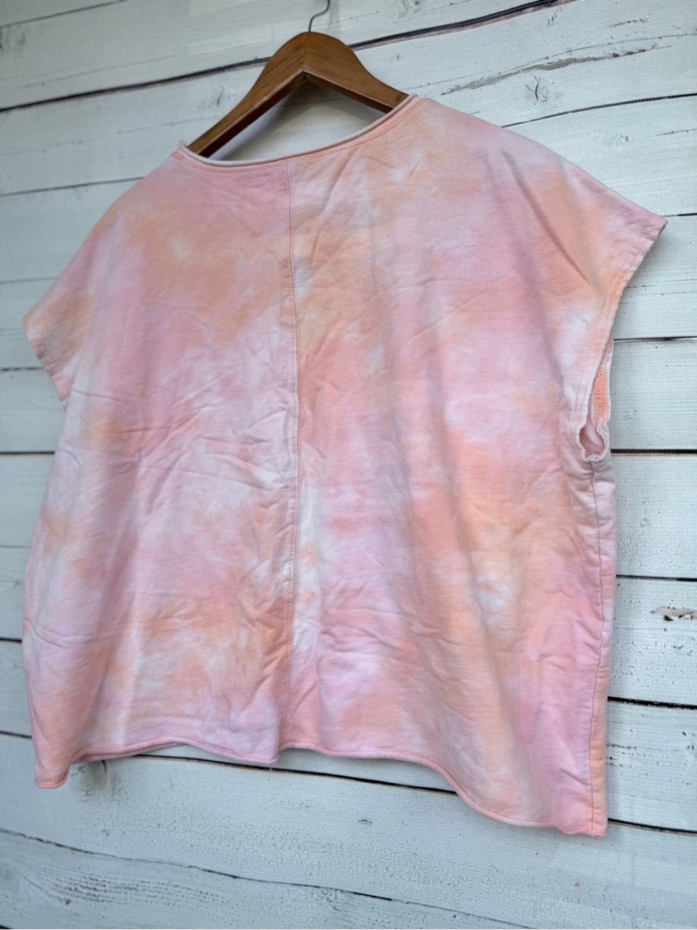 Easel Tie Dye Raw Hem French Terry Pocket Tee Size Small #Q144 - Picture 7 of 8